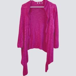 Ladies lightweight asymmetrical raspberry sweater.  Size 1X